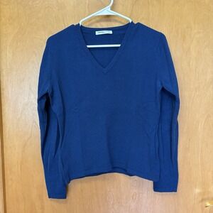 Johnstons Cashmere Blue‎ V-Neck Pullover Sweater Size M Made in Scotland